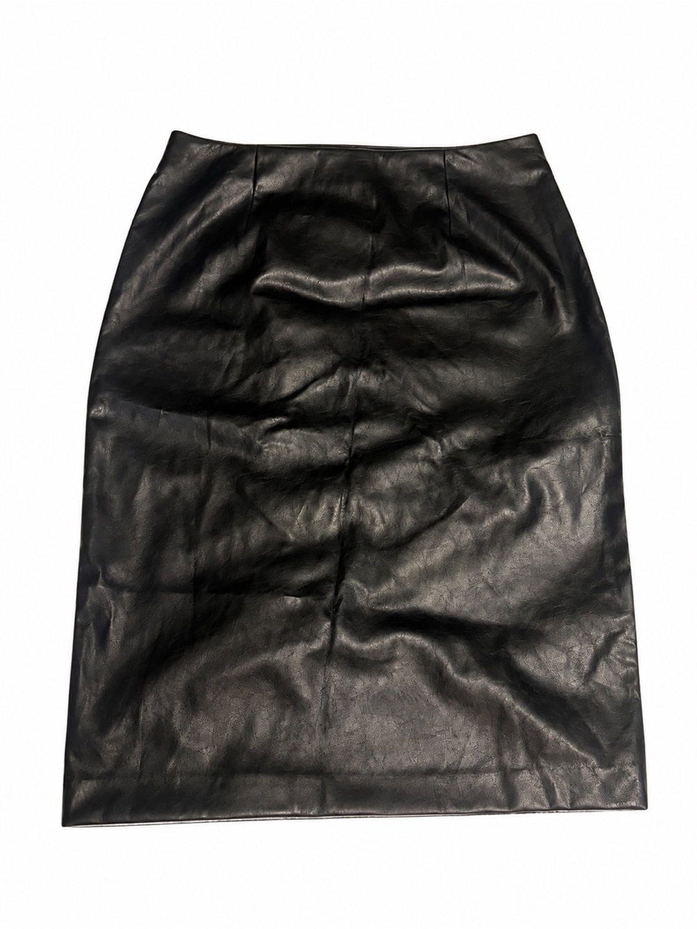 Nine West Black Faux Leather Pencil Midi Skirt NWT Size L